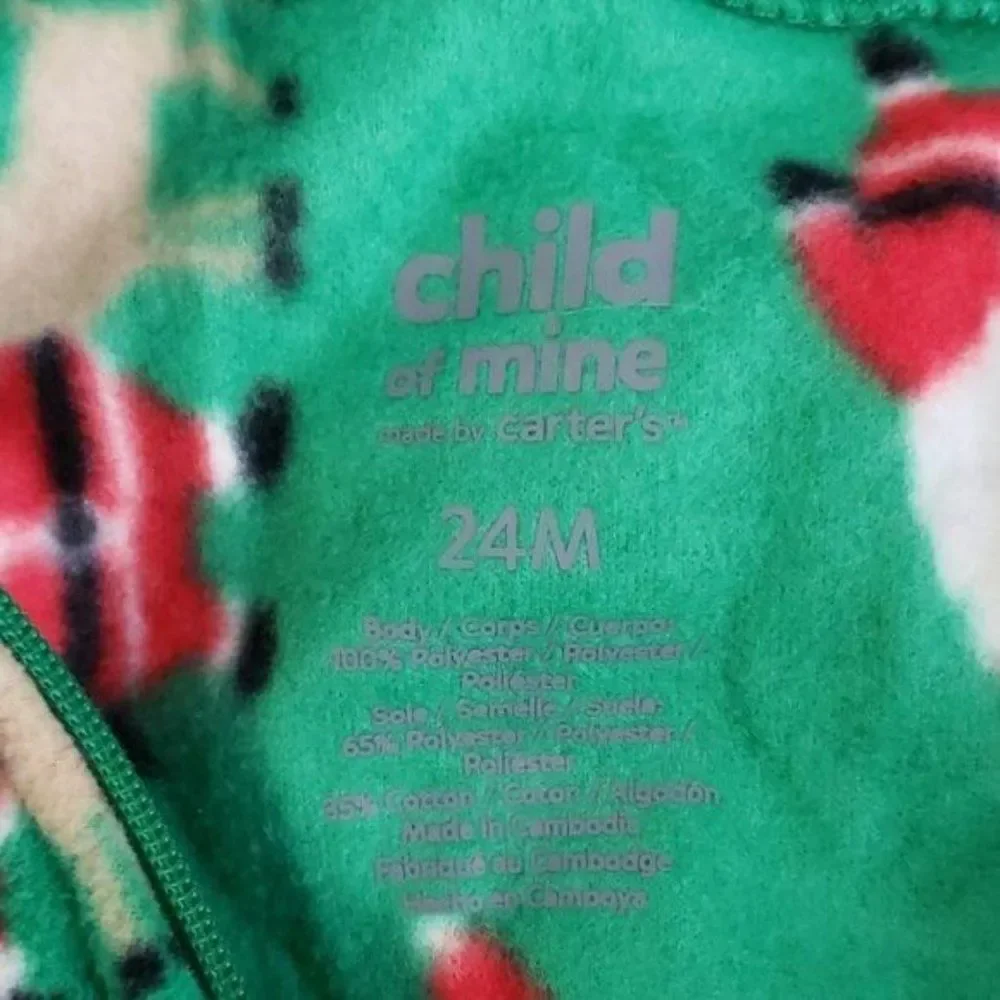 Carter's Child of Mine Santa‎ Claus outfit Sleeper 24 months green footed